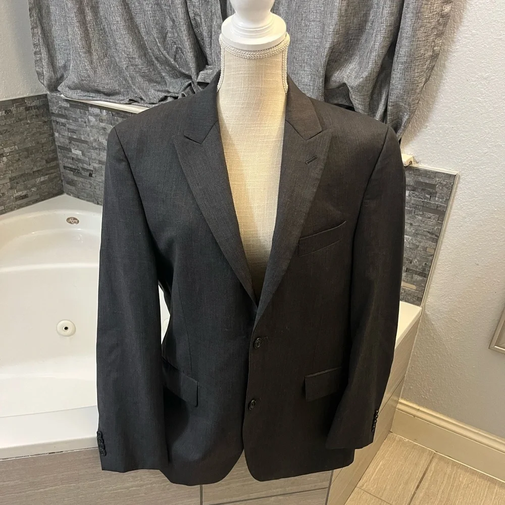 Alfani Men's Charcoal Gray Two-Button Suit Jacket 42S